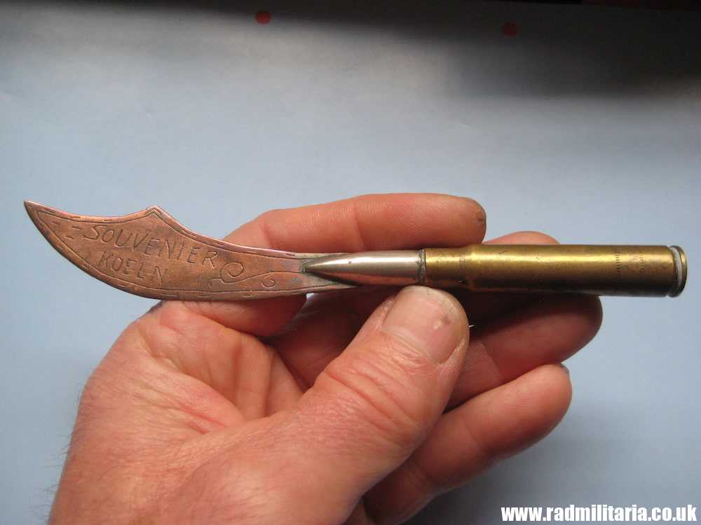 & WW1 original British TRENCH ART made of brass LETTER OPENER - KOELN 1919. - Image 11