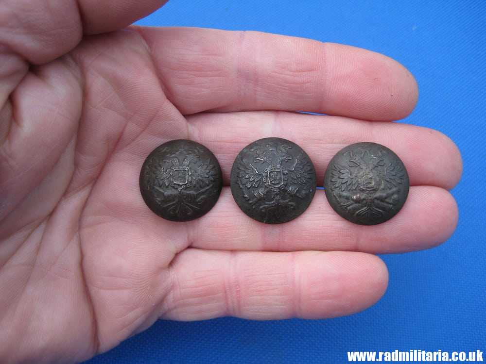 & WW1 Imperial Russia 3 MILITARY BUTTONS from metal detecting - SET of 3 artillery, infantry & sapper - Image 10