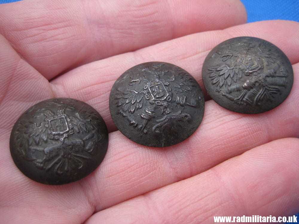 & WW1 Imperial Russia 3 MILITARY BUTTONS from metal detecting - SET of 3 artillery, infantry & sapper - Image 16