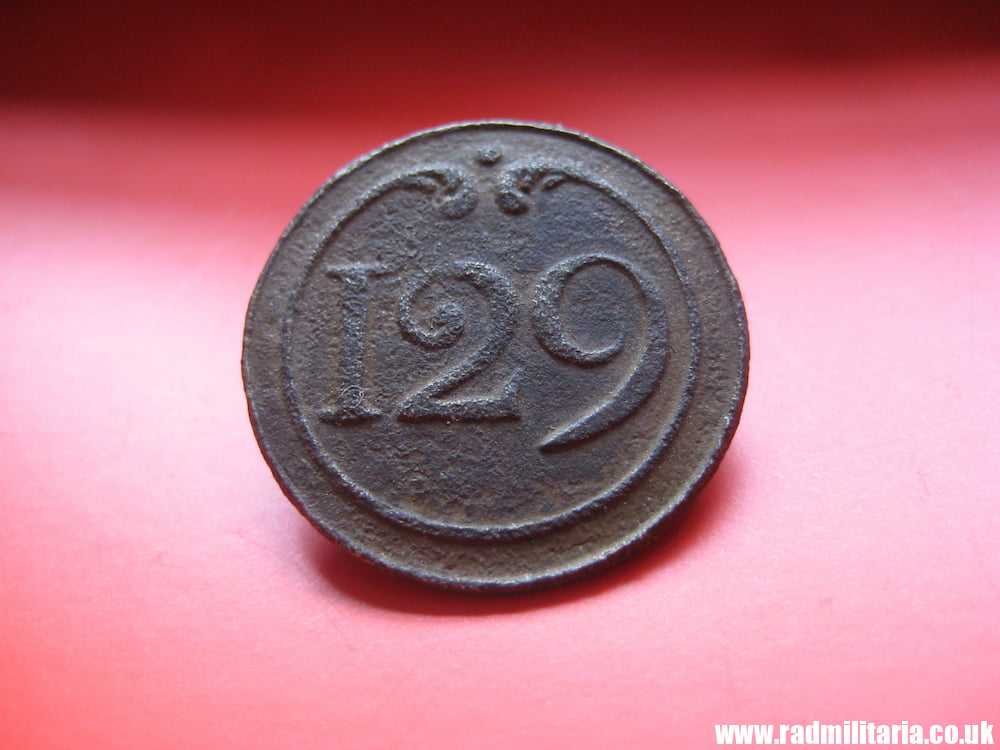 & original large NAPOLEONIC 129th Infantry Regiment BUTTON with number - metal detecting find. FRANCE pre 1815 - Image 2