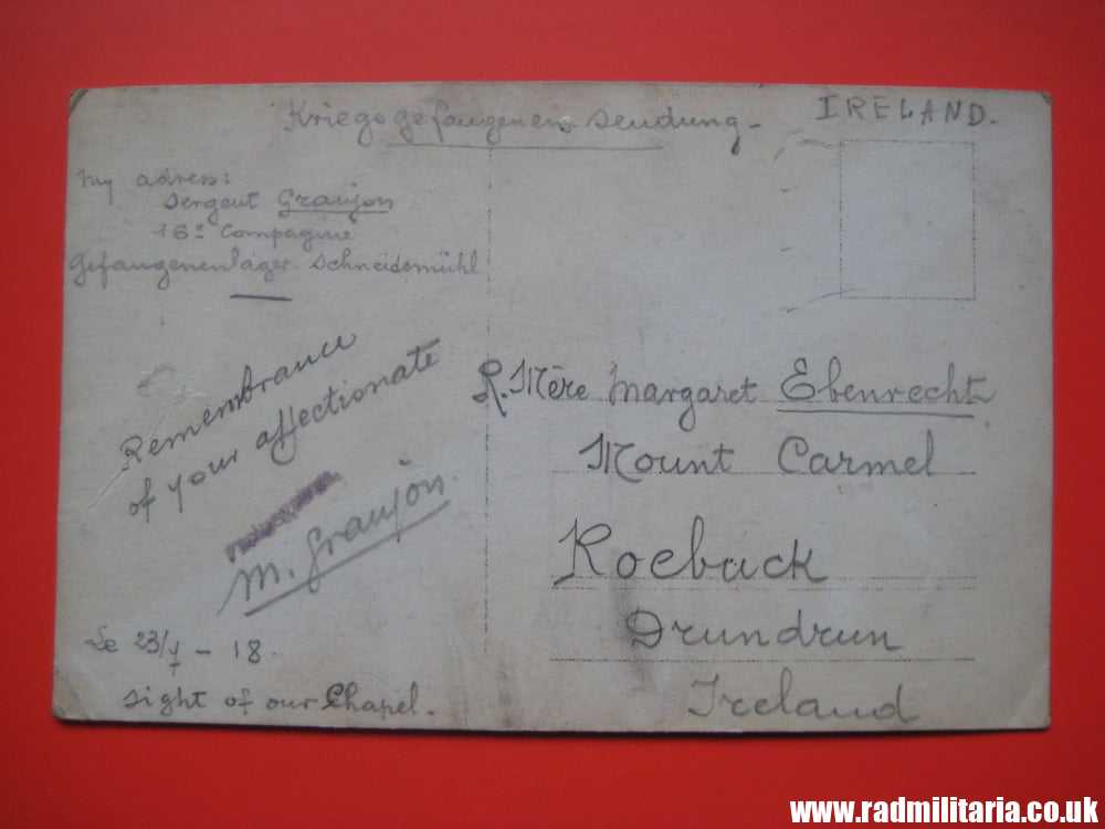 & WW1 original PHOTO send from POW Camp SCHNEIDEMUHL (Pila) to Ireland 1918. - Image 5