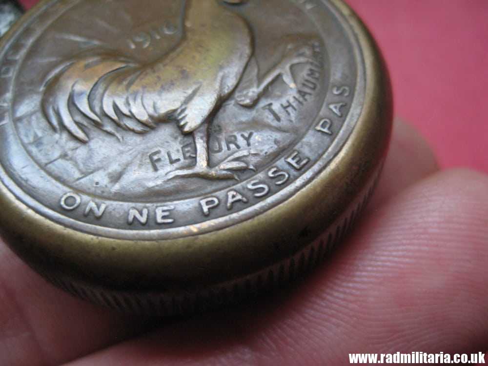 & WW1 original TRENCH ART with date VERDUN 1916 made of brass LIGHTER as found. - Image 4