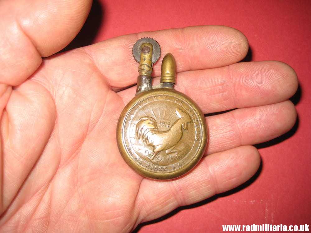 & WW1 original TRENCH ART with date VERDUN 1916 made of brass LIGHTER as found. - Image 8