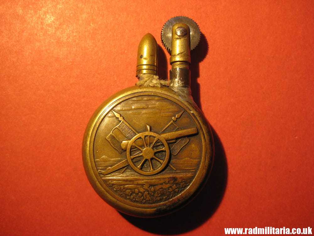 & WW1 original TRENCH ART with date VERDUN 1916 made of brass LIGHTER as found. - Image 10