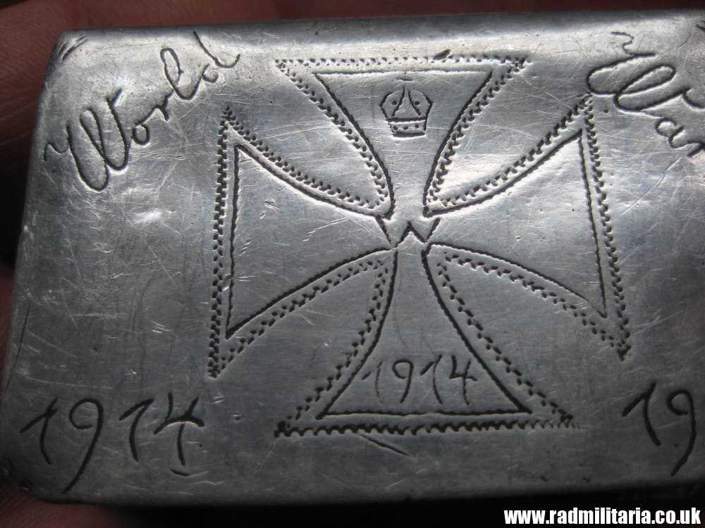 & WW1 original British TRENCH ART made of aluminum IRON CROSS, ARRAS 1914 -1919