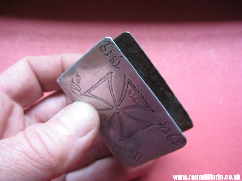 & WW1 original British TRENCH ART made of aluminum IRON CROSS, ARRAS 1914 -1919 - Image 6