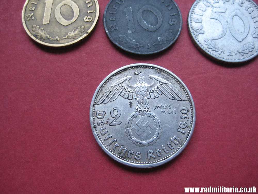 **& Set of 9 original WW2 German COINS with EAGLE 1937 - 1944, used condition. - Image 7