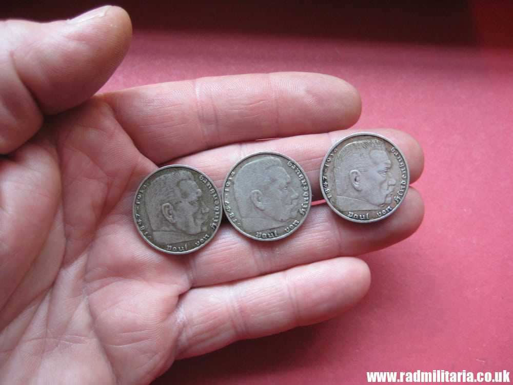 SOLD & Set of 3 original German 2RM silver COINS from WW2: 1937, 1938, 1939 set..****.. - Image 7