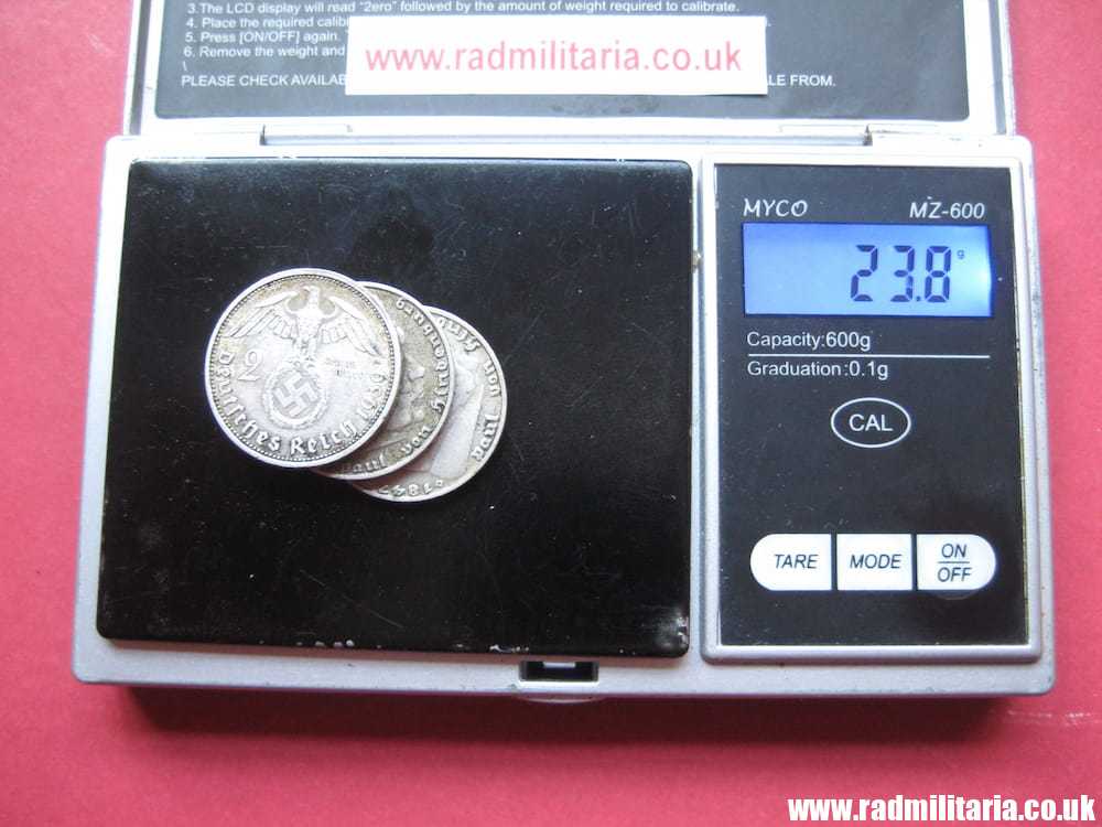 SOLD & Set of 3 original German 2RM silver COINS from WW2: 1937, 1938, 1939 set..****.. - Image 11