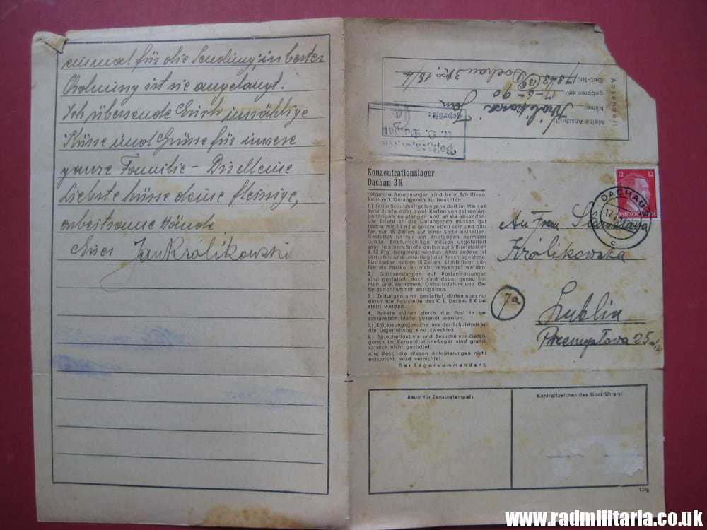 & WW2 original DOCUMENTS SET, Konzentrationslager Dachau 3K (Concentration Camp Dachau) - Image 10