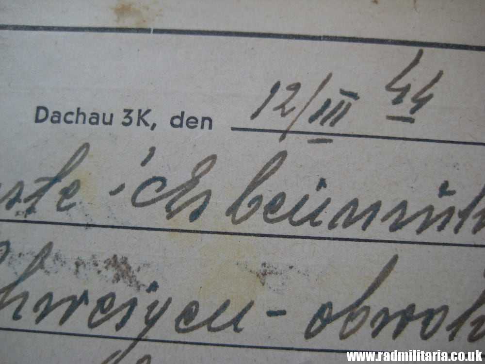 & WW2 original DOCUMENTS SET, Konzentrationslager Dachau 3K (Concentration Camp Dachau) - Image 13