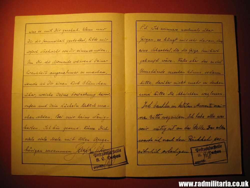 & WW2 genuine LETTER-1942 Konzentrationslager Dachau 3K (Concentration Camp Dachau) RARE !! - Image 19