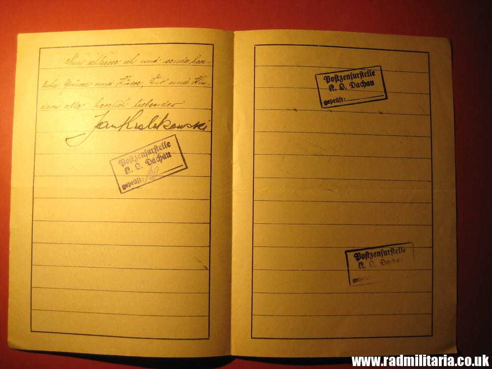 & WW2 original LETTER - 18.1.1942 Konzentrationslager Dachau 3K (Concentration Camp Dachau)