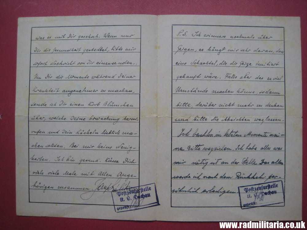 & WW2 genuine LETTER-1942 Konzentrationslager Dachau 3K (Concentration Camp Dachau) RARE !! - Image 9