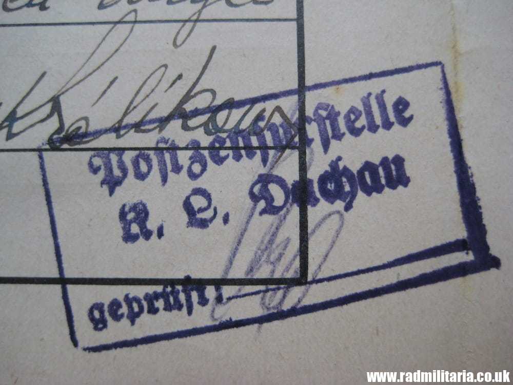 & WW2 genuine LETTER-1942 Konzentrationslager Dachau 3K (Concentration Camp Dachau) RARE !! - Image 10