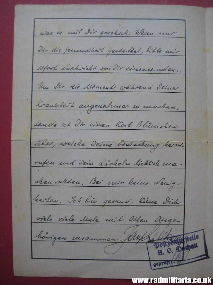 & WW2 genuine LETTER-1942 Konzentrationslager Dachau 3K (Concentration Camp Dachau) RARE !! - Image 14