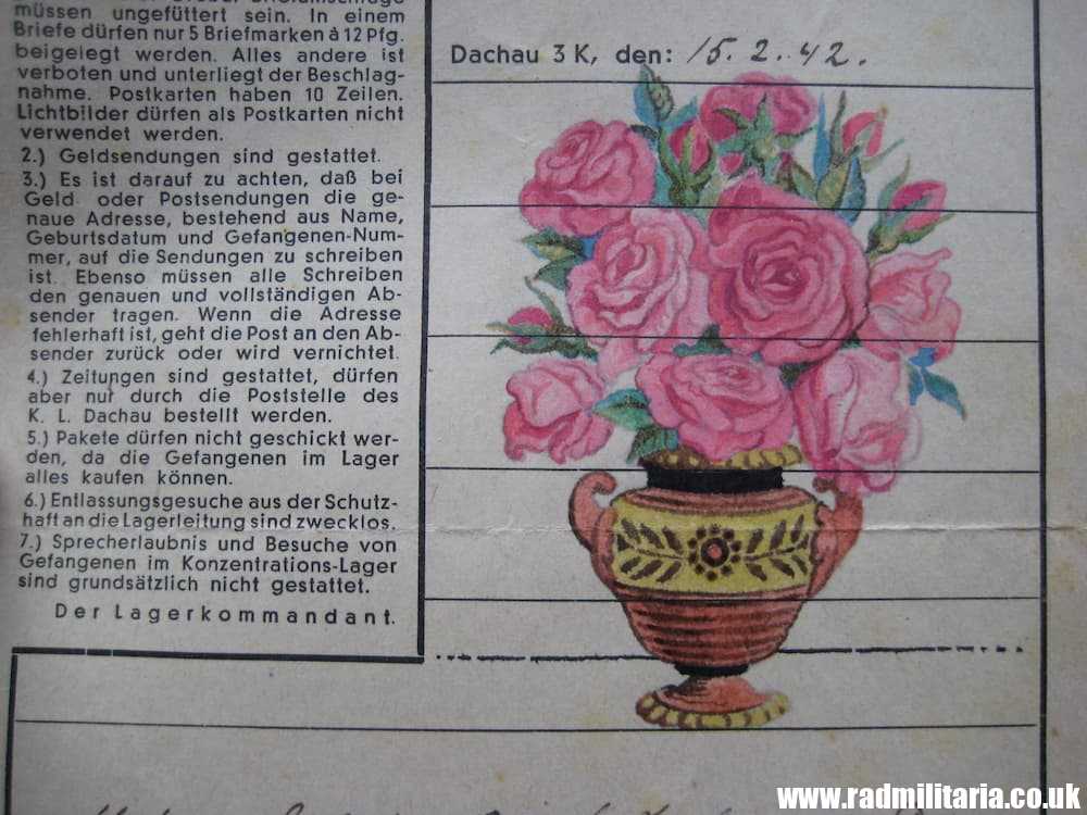 & WW2 genuine LETTER-1942 Konzentrationslager Dachau 3K (Concentration Camp Dachau) RARE !!