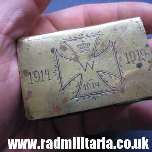& WW1 original British TRENCH ART made of brass IRON CROSS, Aveluy France 1914 -1919