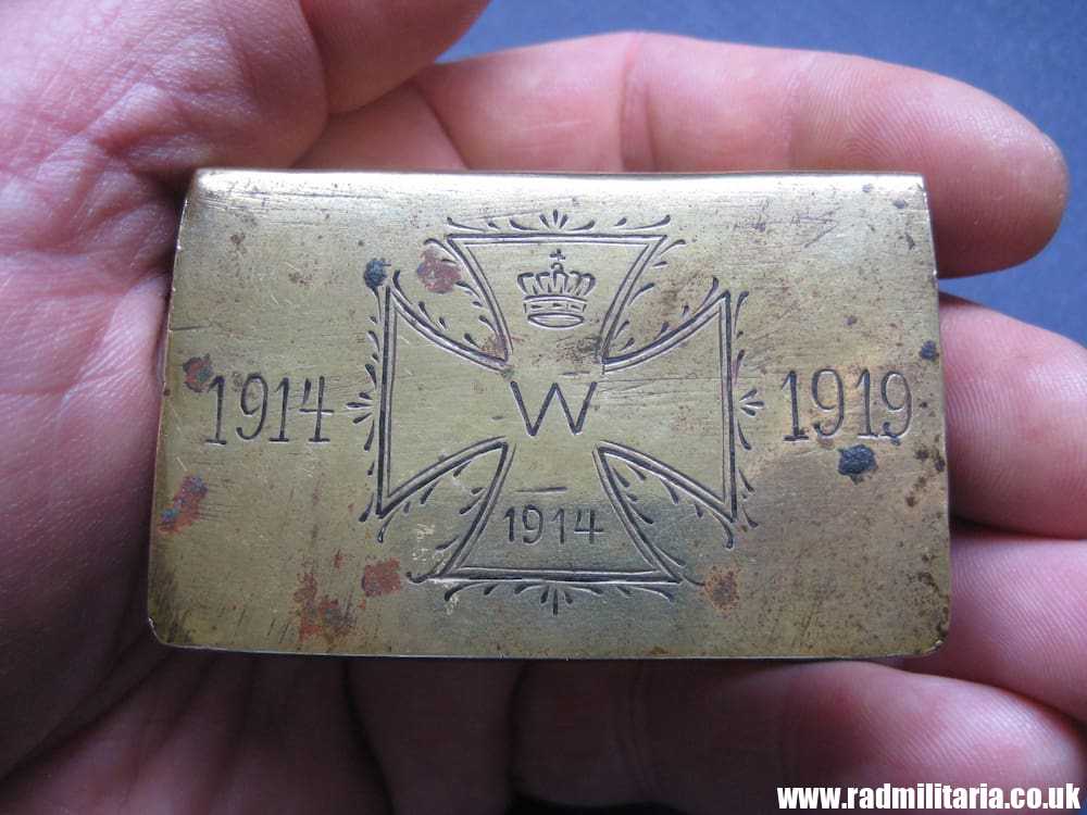 & WW1 original British TRENCH ART made of brass IRON CROSS, Aveluy France 1914 -1919 - Image 12
