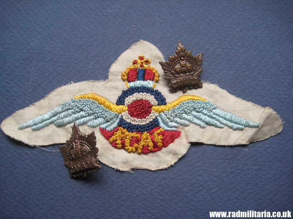 & WW1 CANADA SWEETHEART Patch R.C.A.F. & 2 metal badges c. 1915 - SET. - Image 8