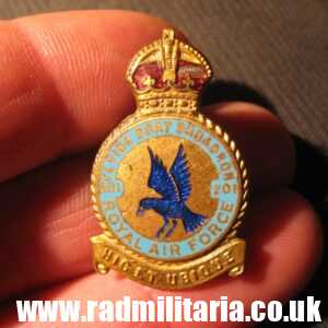 & WW2 RAF BADGE - No 201 Squadron Royal Air Force, Flying Boat Squadron, maker: H.W. Miller Ltd B'ham