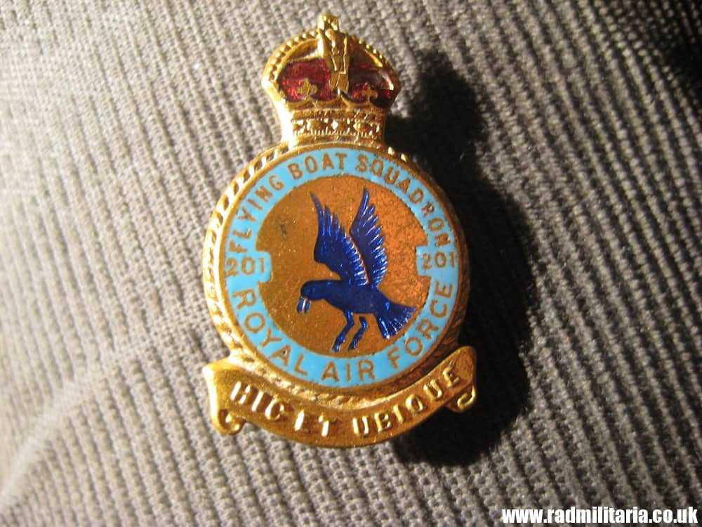 & WW2 RAF BADGE - No 201 Squadron Royal Air Force, Flying Boat Squadron, maker: H.W. Miller Ltd B'ham - Image 2