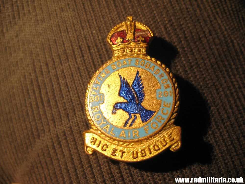 & WW2 RAF BADGE - No 201 Squadron Royal Air Force, Flying Boat Squadron, maker: H.W. Miller Ltd B'ham - Image 5