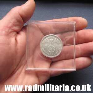 SOLD & one original German 5RM silver COIN from WW2: 1938 with plastic cover..**..