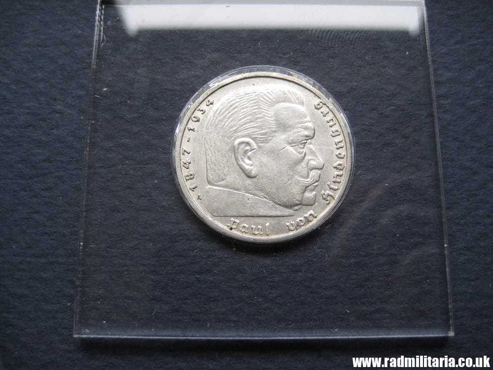 SOLD & one original German 5RM silver COIN from WW2: 1938 with plastic cover..**.. - Image 3