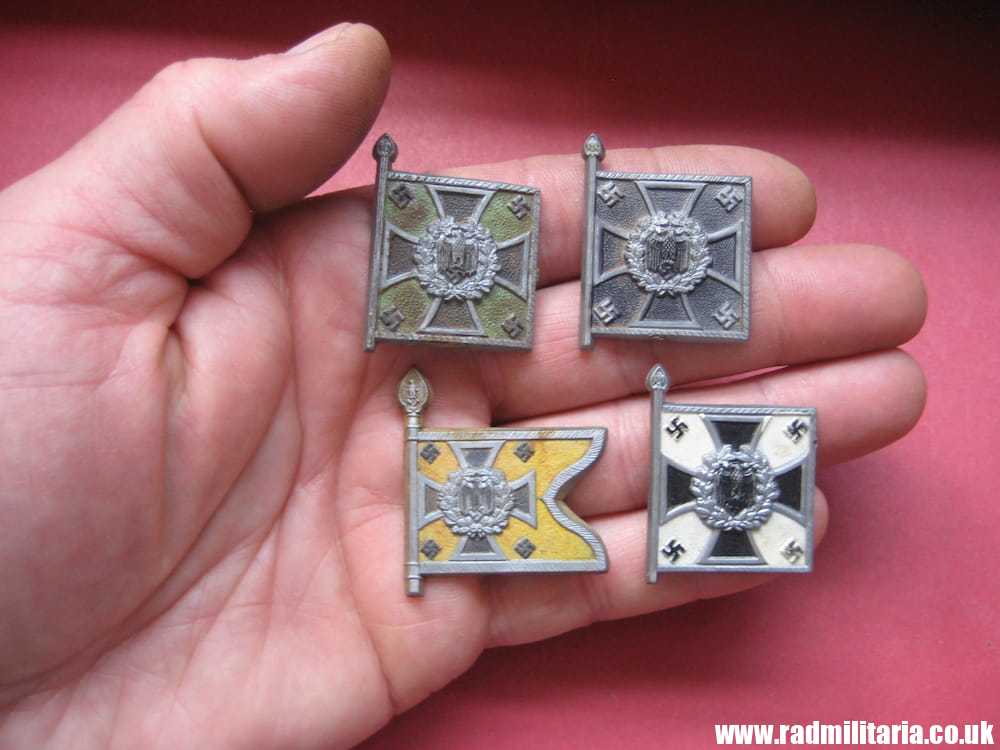 & WW2 SET of 4 German PLASTIC tinnie BADGES: WHW FLAGS - metal detecting find. - Image 2