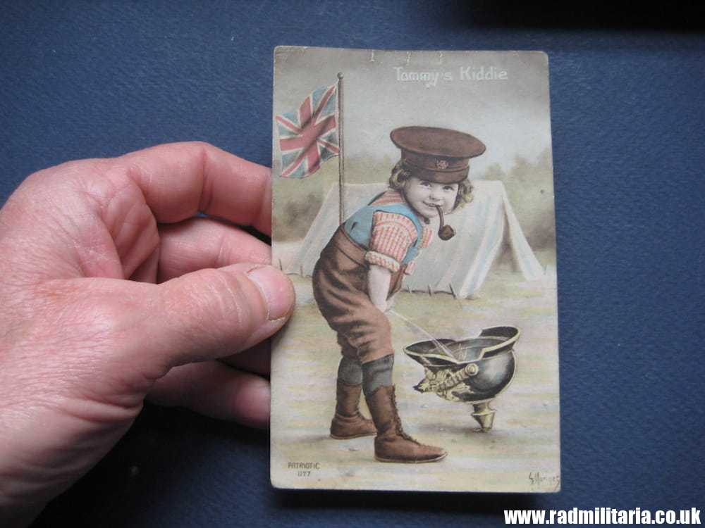 & WW1 original British PATRIOTIC POSTCARD with German pickelhaube. - Image 8