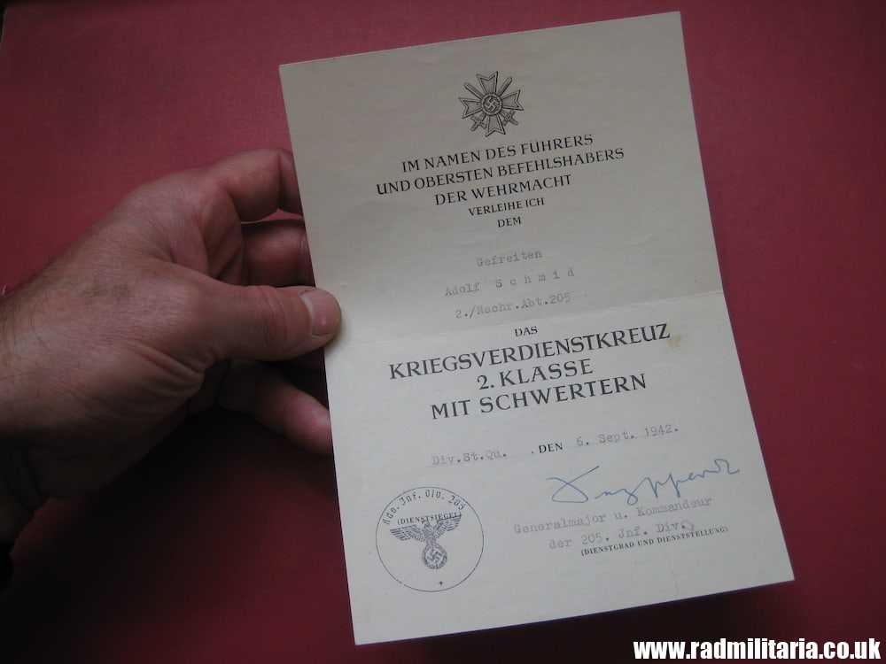 & WW2 German DOCUMENT: KVK - Kriegsverdienstkreuz 2nd Class. 100% genuine - Image 4