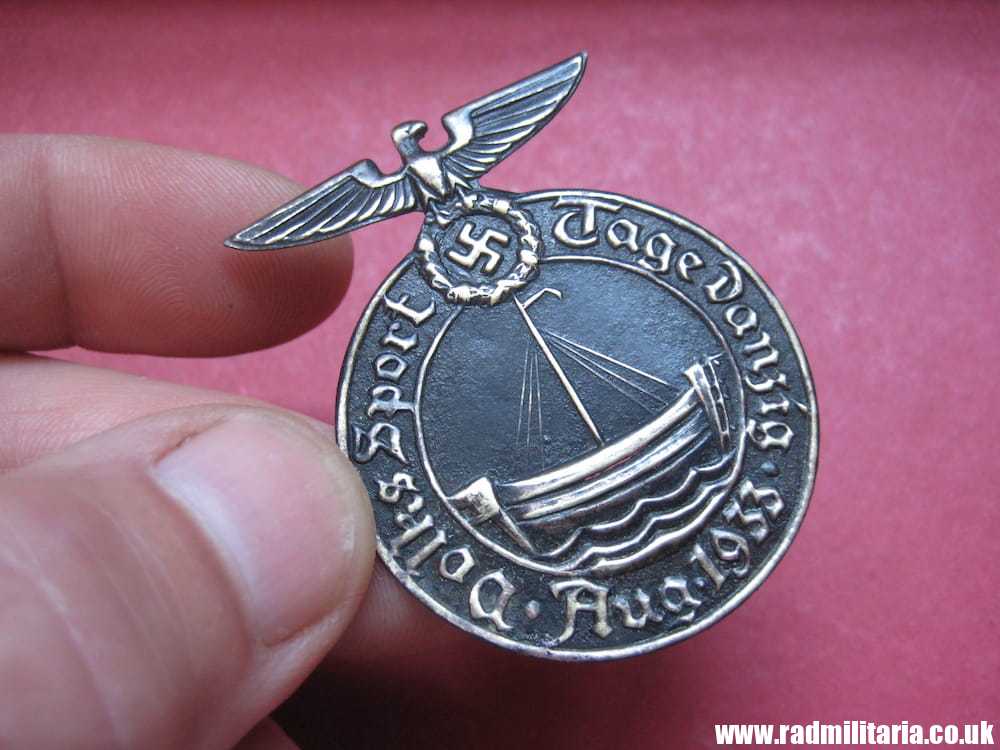 &WW2 German DAY BADGE - DANZIG Aug 1933 metal detecting find, early nazi German tinnie badge, rare !