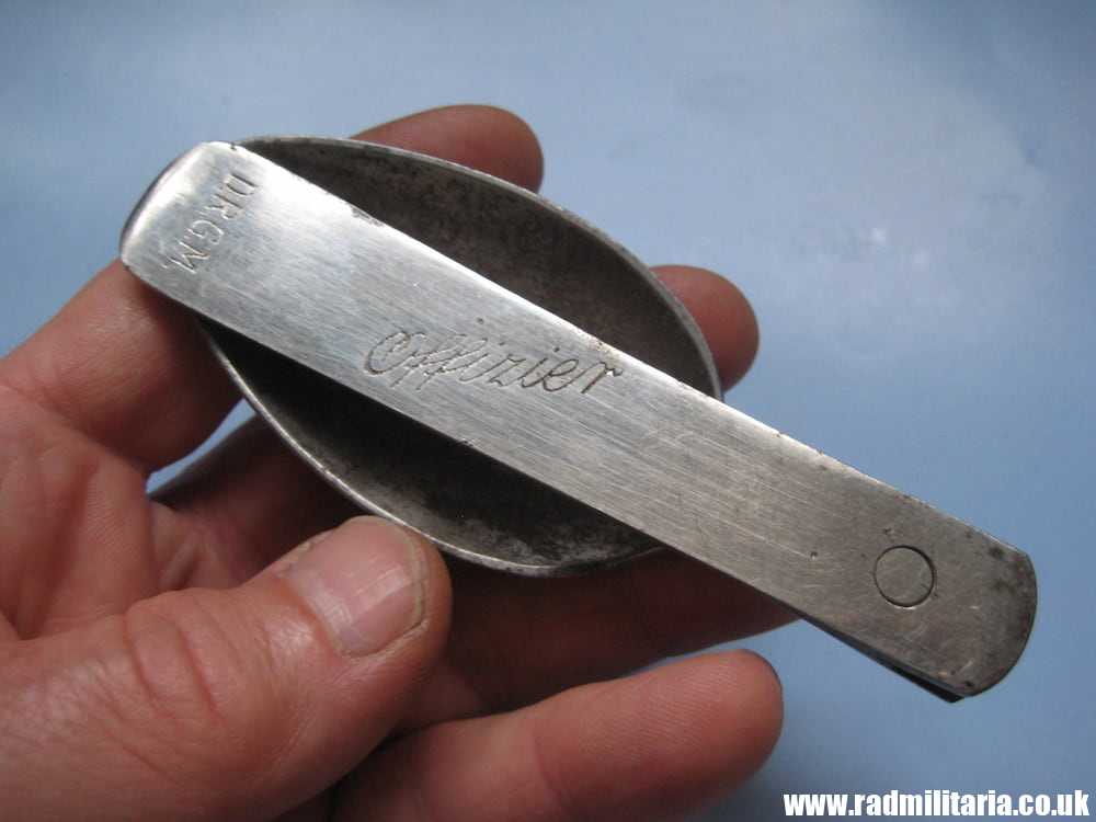 & WW2 German cutlery: Folding SPOON marked: "D.R.G.M. Officer." 3rd Reich cutlery - Image 7