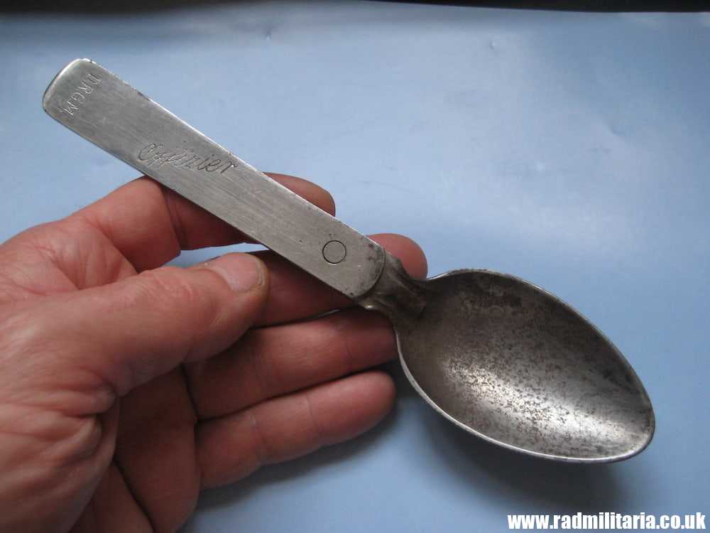 & WW2 German cutlery: Folding SPOON marked: "D.R.G.M. Officer." 3rd Reich cutlery - Image 12