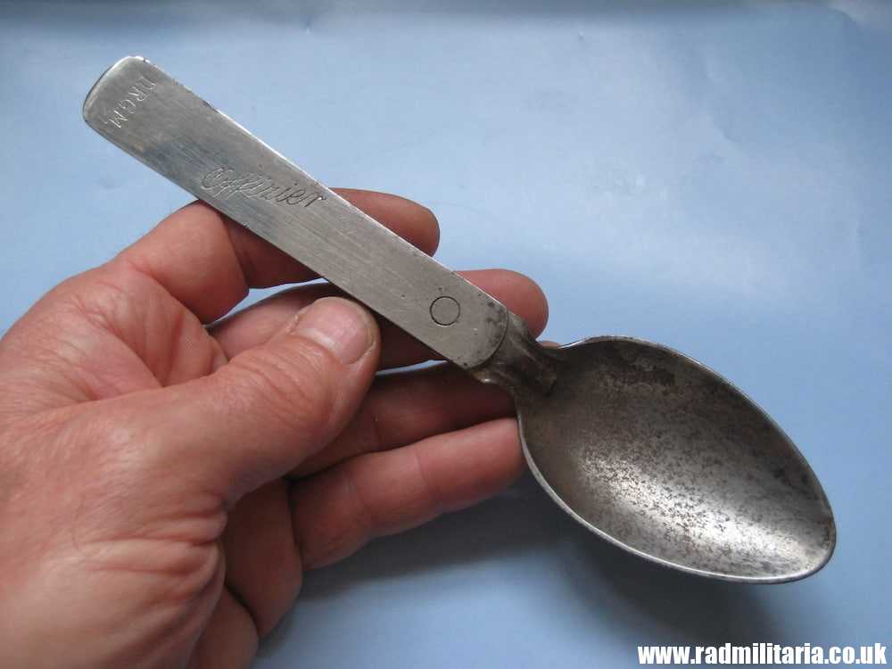 & WW2 German cutlery: Folding SPOON marked: "D.R.G.M. Officer." 3rd Reich cutlery