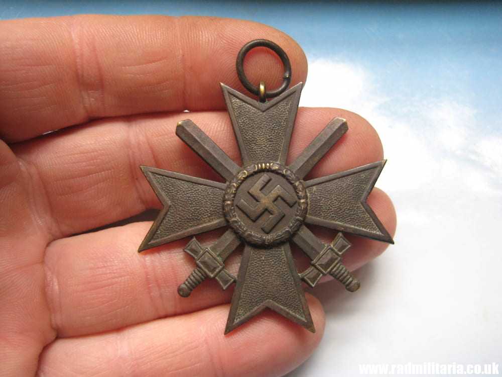 & WW2 original German War Merit Cross 2nd Class - KVK Kriegsverdienstkreuz 2. Klasse. metal detecting find. - Image 2