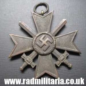 & WW2 original German War Merit Cross 2nd Class - KVK Kriegsverdienstkreuz 2. Klasse. metal detecting find.