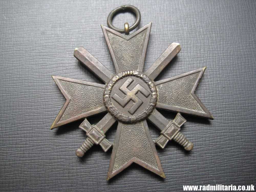 & WW2 original German War Merit Cross 2nd Class - KVK Kriegsverdienstkreuz 2. Klasse. metal detecting find.