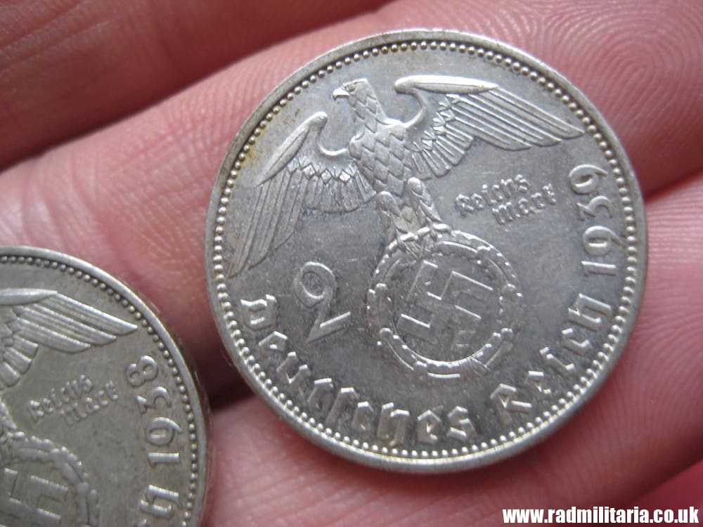 SOLD & Set of 3 original German 2RM silver COINS from WW2 - 1937, 1938 and 1939..******.. - Image 8