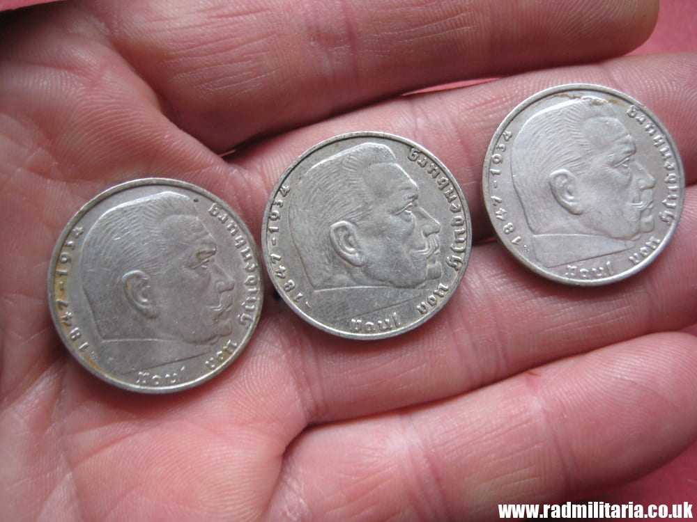 SOLD & Set of 3 original German 2RM silver COINS from WW2 - 1937, 1938 and 1939..******.. - Image 9