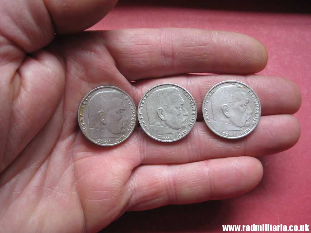 SOLD & Set of 3 original German 2RM silver COINS from WW2 - 1937, 1938 and 1939..******.. - Image 3