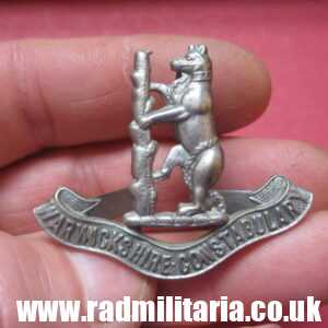 & WW2 old British BADGE: Warwickshire Constabulary, Police Cap BADGE.