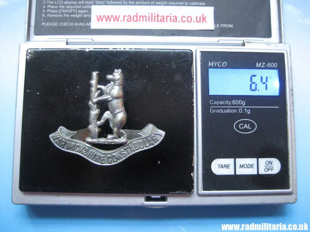 & WW2 old British BADGE: Warwickshire Constabulary, Police Cap BADGE. - Image 7