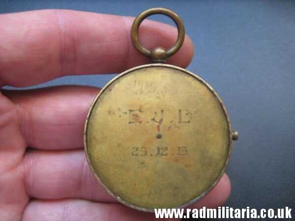 & WW1 original 1915 METAL COMPASS with engraving: E.J.L. 25.12.15 working order. - Image 13