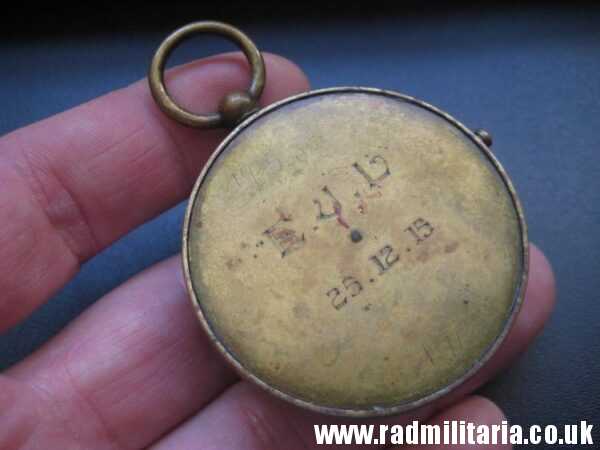 & WW1 original 1915 METAL COMPASS with engraving: E.J.L. 25.12.15 working order. - Image 14