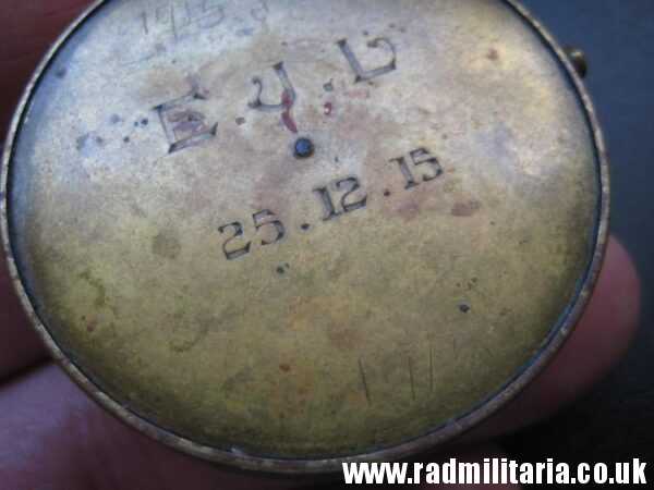 & WW1 original 1915 METAL COMPASS with engraving: E.J.L. 25.12.15 working order. - Image 16