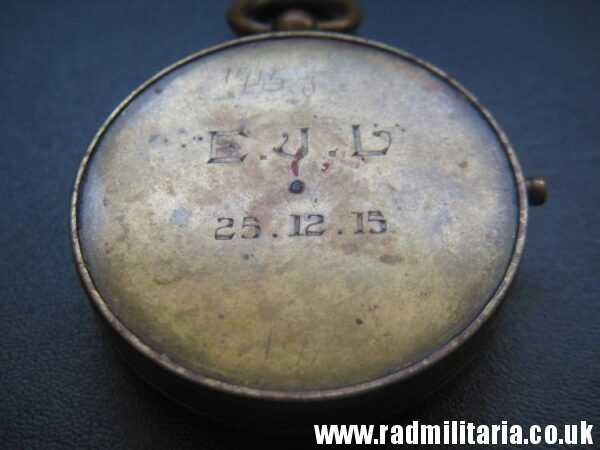 & WW1 original 1915 METAL COMPASS with engraving: E.J.L. 25.12.15 working order. - Image 20