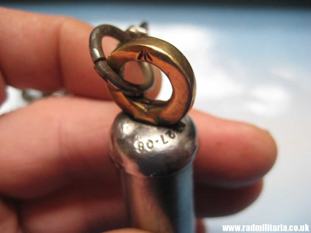 & WW1 original British MILITARY WHISTLE with date 1918 and metal chain: J. HUDSON & Co BIRMINGHAM. - Image 6