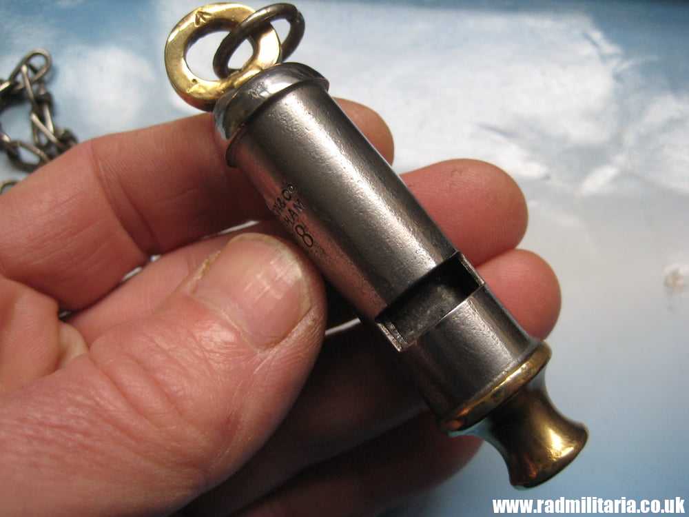 & WW1 original British MILITARY WHISTLE with date 1918 and metal chain: J. HUDSON & Co BIRMINGHAM. - Image 12